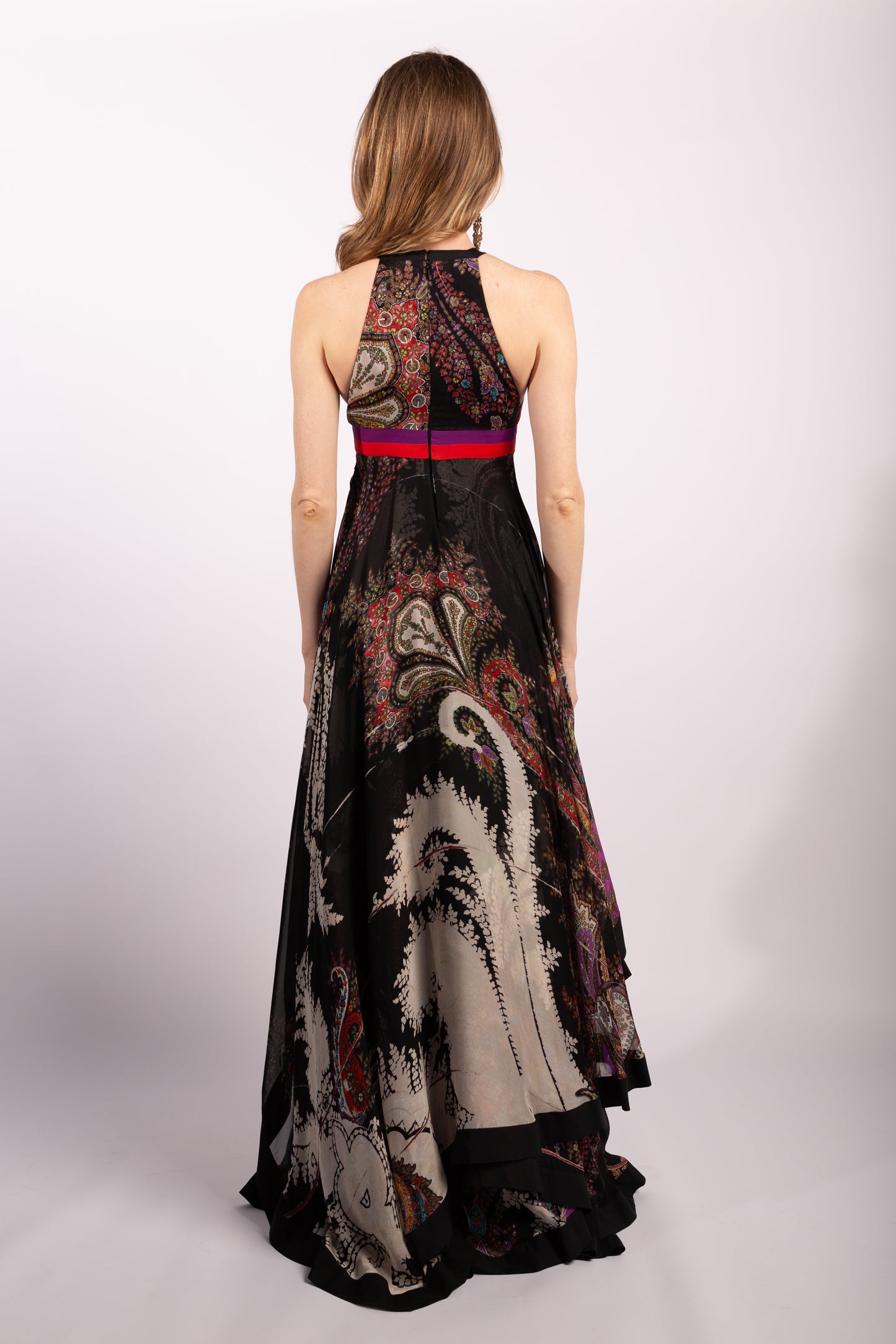 Gucci Dress Runway 2007 Paisley Print Boho Gown in Silk Chiffon, Size IT38