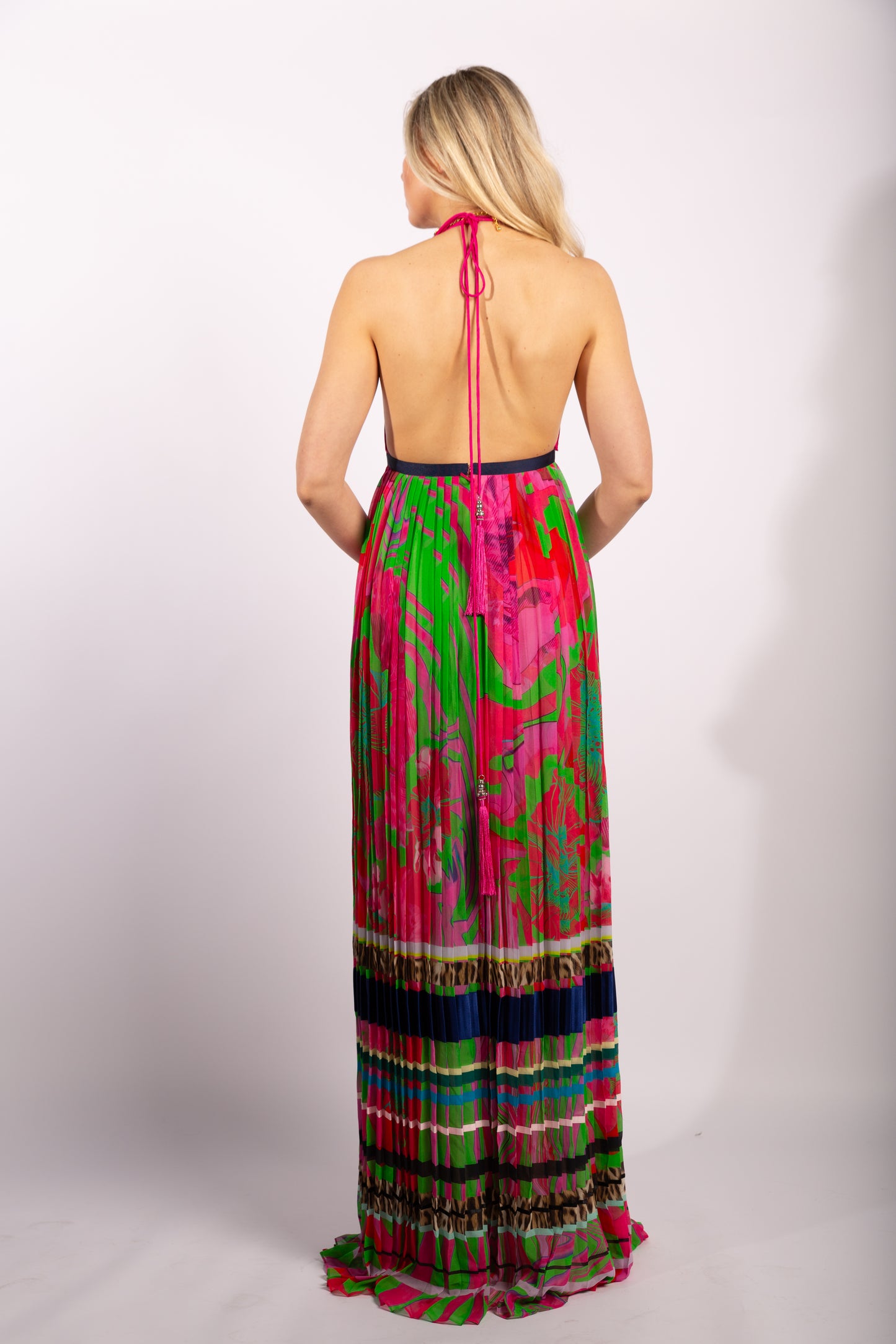 Roberto Cavalli 2015 Multi Color Maxi Long Halter Dress Size IT40