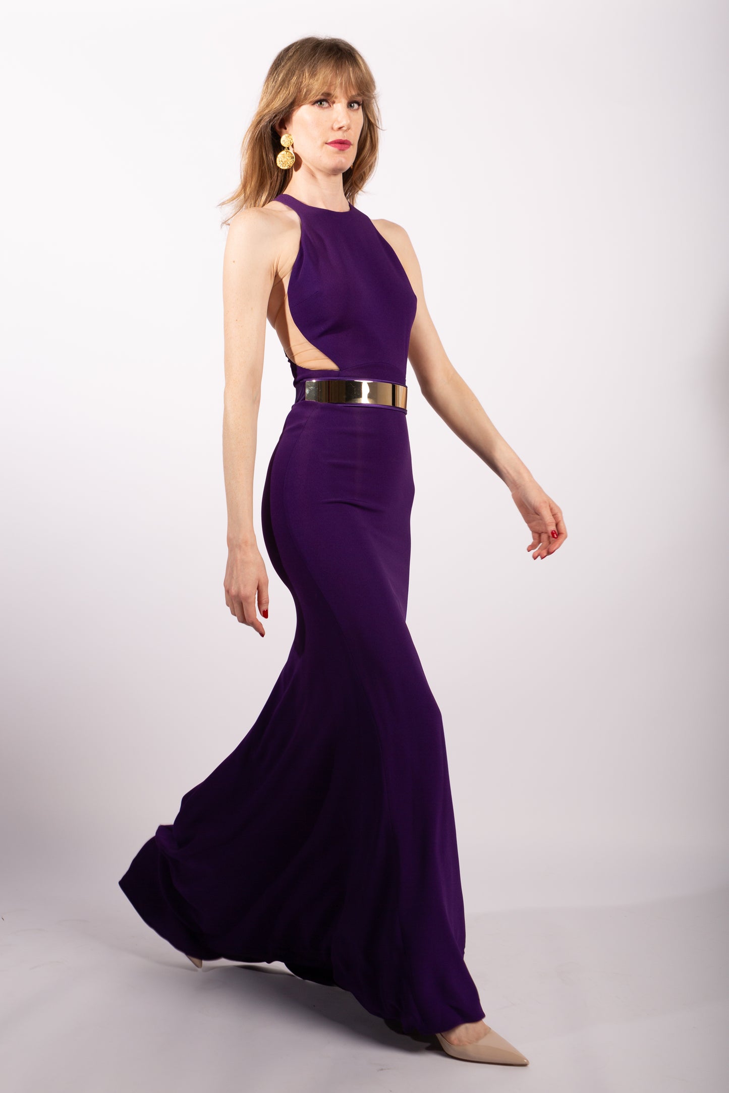 Stella McCartney Purple Belted Saskia Gown, FR36