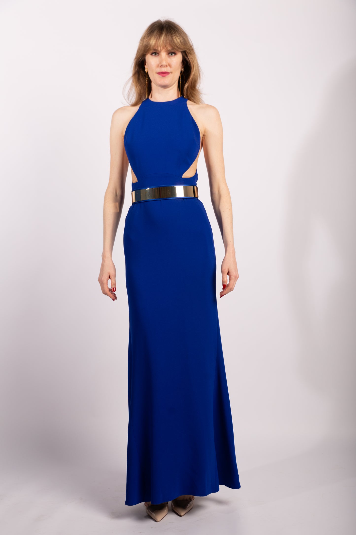 Stella McCartney Royal Blue Belted Saskia Gown 2015, FR38