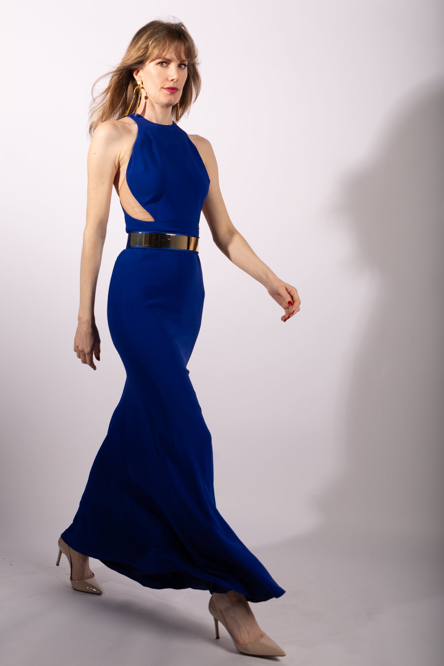 Stella McCartney Royal Blue Belted Saskia Gown 2015, FR38