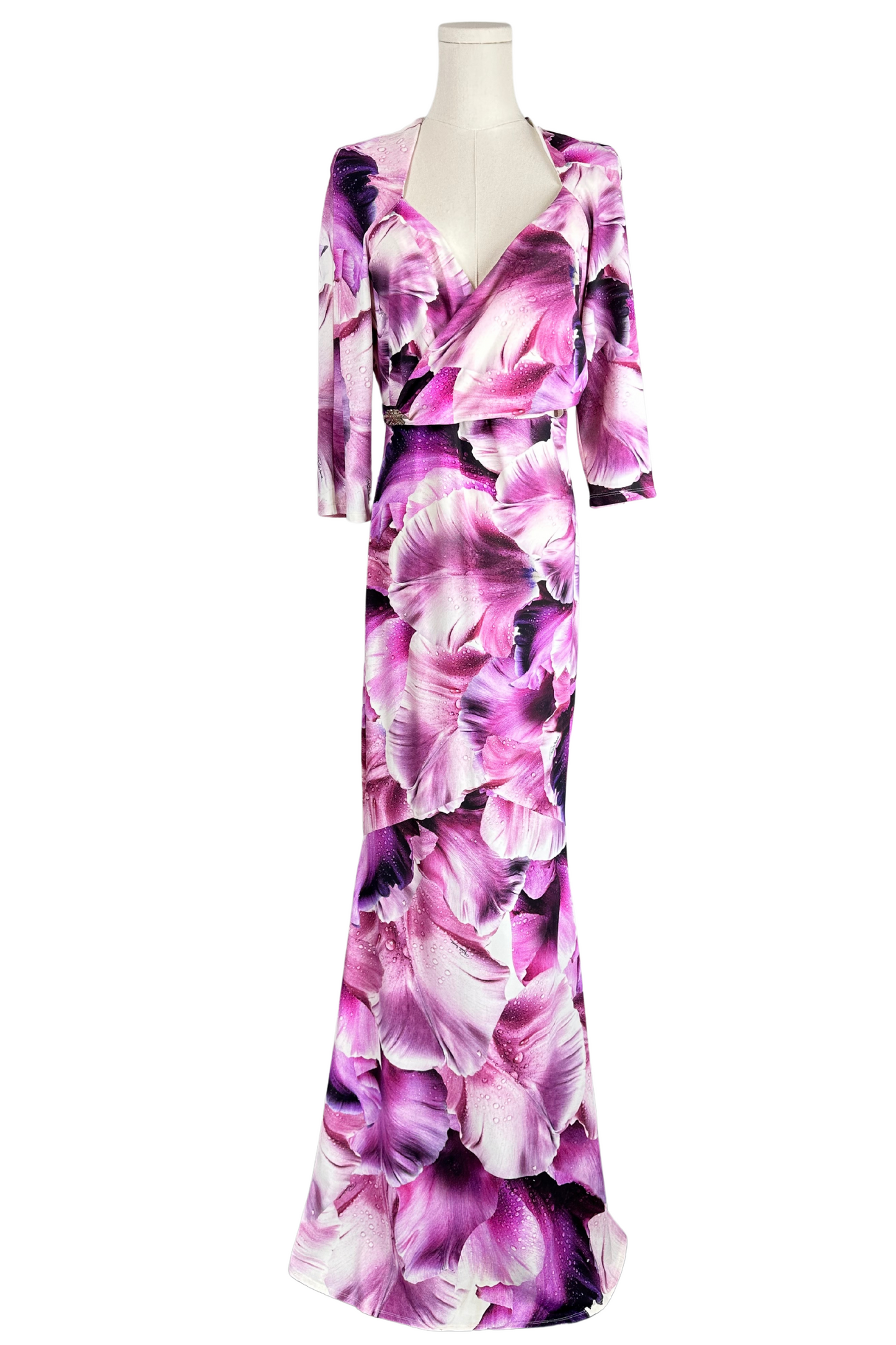Roberto Cavalli Iris Print Pink Purple Dress Gown Size 48