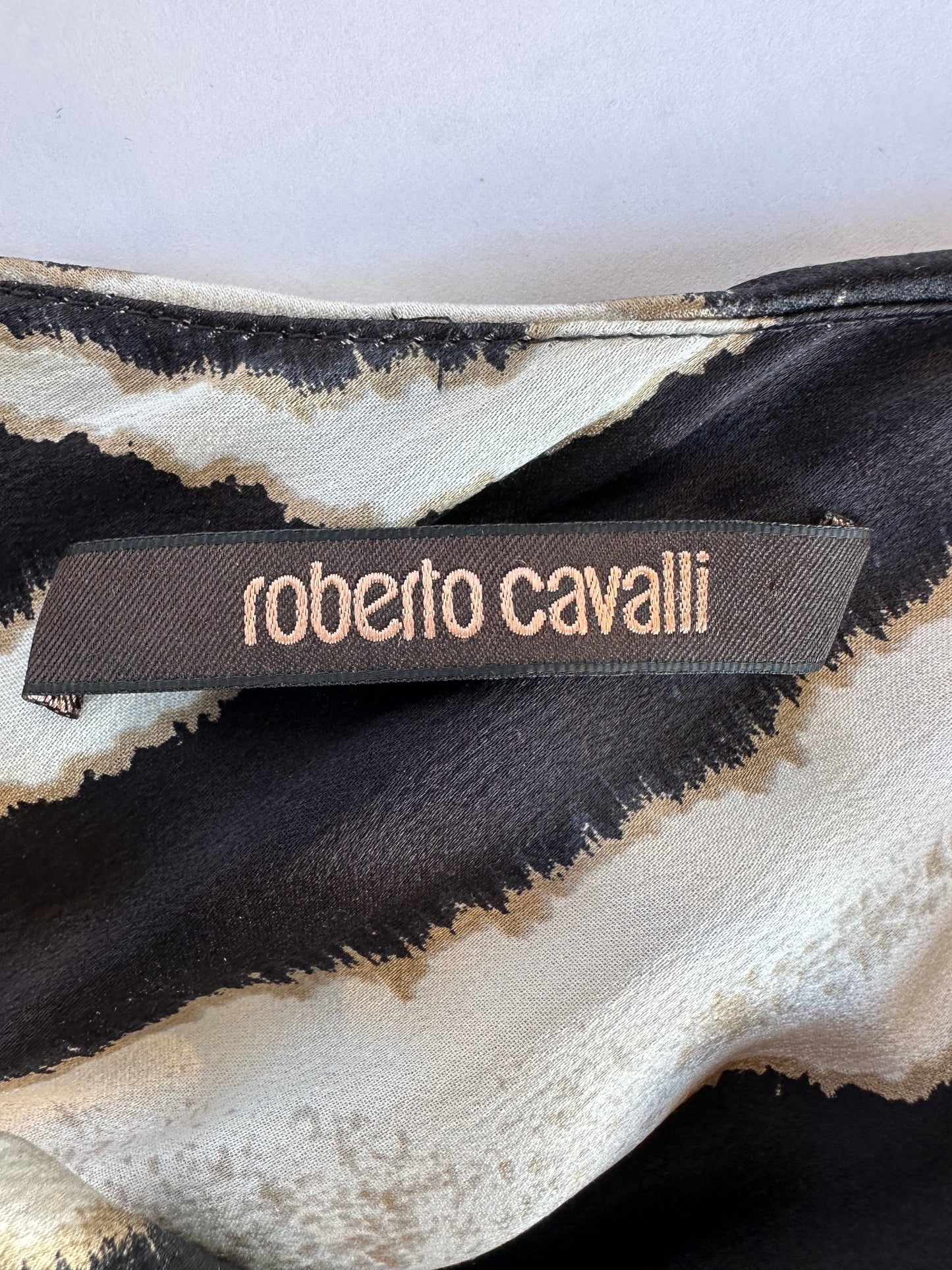Roberto Cavalli Zebra Print Silk Maxi Dress Size IT38