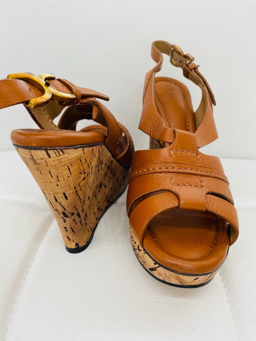 Chloe light brown renna wedge sandal 39 1/2 New in Box – Down The Rabbit  Hole MN